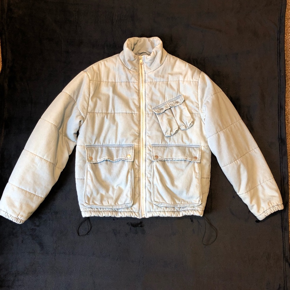 Denim Utility Puffer Jacket